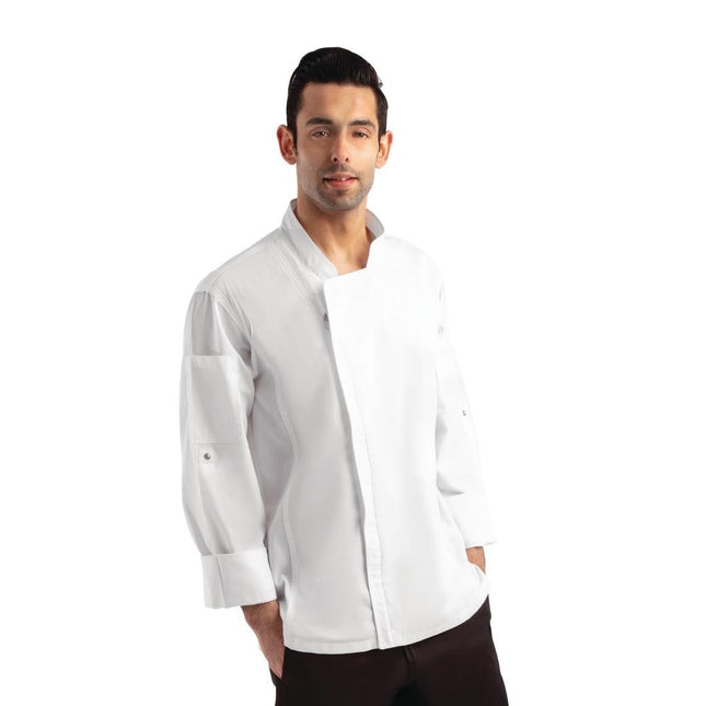 Unisex Long Sleeve Chef Jacket with Zipper White M | Chef Works Urban Hartford 2