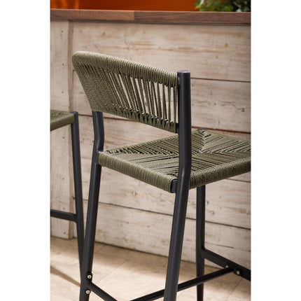 PE Woven Rattan Outdoor Bar Stools Green | Bolero Eden | 2 Pieces 8
