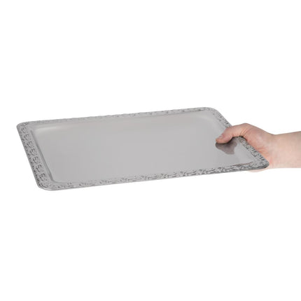 Stainless Steel Serving Platter with Decorative Edge 42x31cm | APS 3