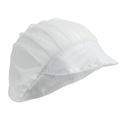 White Nylon Hairnet with Visor | Whites | Universal Size 4