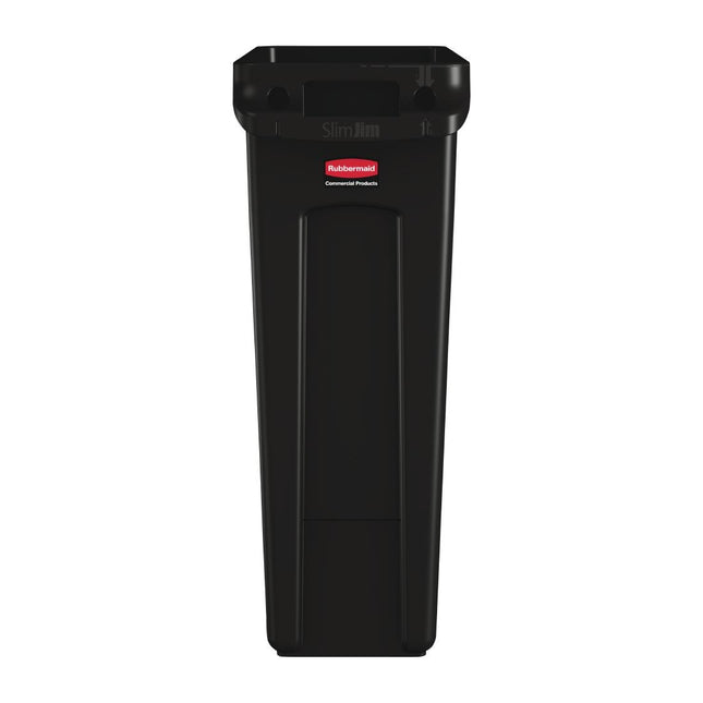 Slim Jim Industrial Ventilated Waste Bin 87L Black | Rubbermaid 2