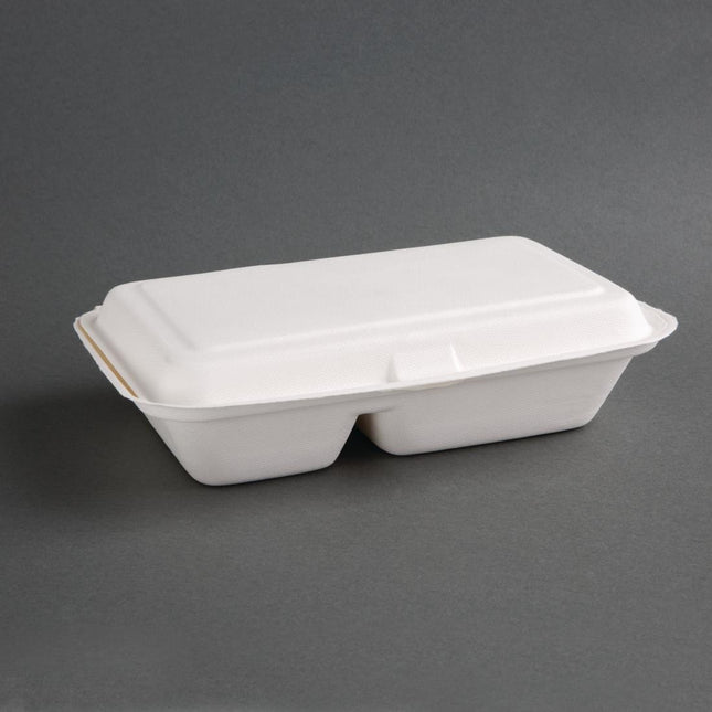 Compostable Bagasse Food Boxes 2 Compartments | Fiesta