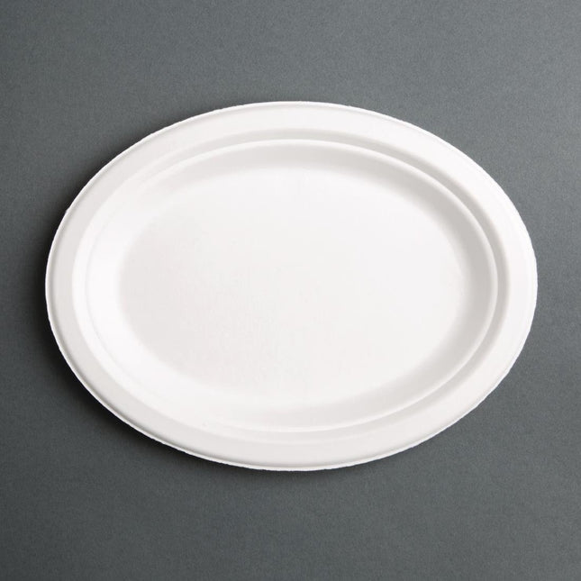 Compostable Oval Bagasse Plates 198mm | Fiesta