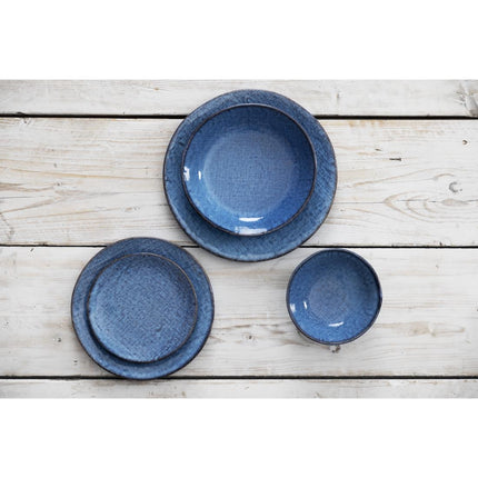 Porcelain Blue Coupe Plates with Denim Texture | Olympia | 230mm 5