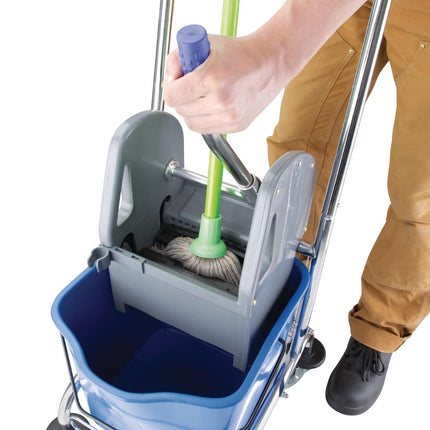 Deluxe Mop Bucket with Wringer and Stainless Steel Trolley | Jantex 24tr 4