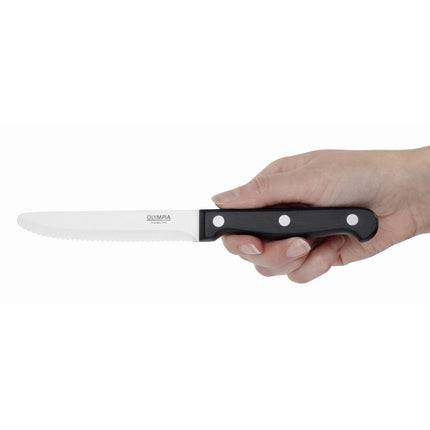 Steak Knives with Rounded Tip Black Handle 21.5cm | Olympia | Set of 12 2