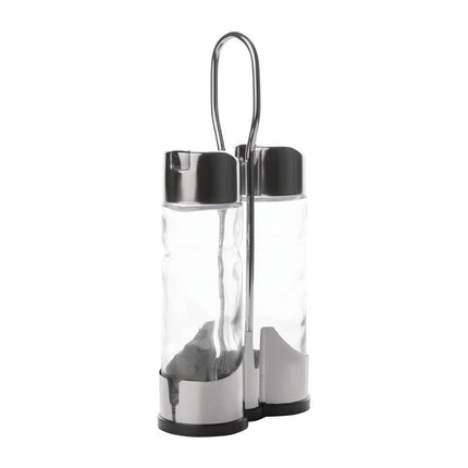 Oil and Vinegar Set with Stainless Steel Holder | Comas 2-Piece