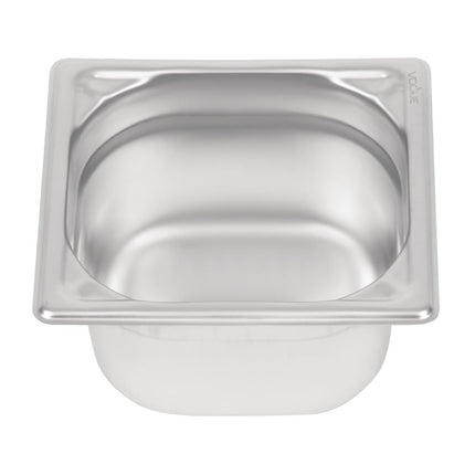 Stainless Steel GN 1/6 Container 100mm Depth | Vogue | 176x162mm 3