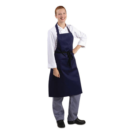 Durable Dark Blue Polyester-Cotton Halter Apron | Whites | 96.5x71.1 cm 2