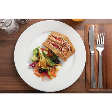 Dinner Plates with Wide Rim 25cm | Olympia Whiteware | Set of 12 8