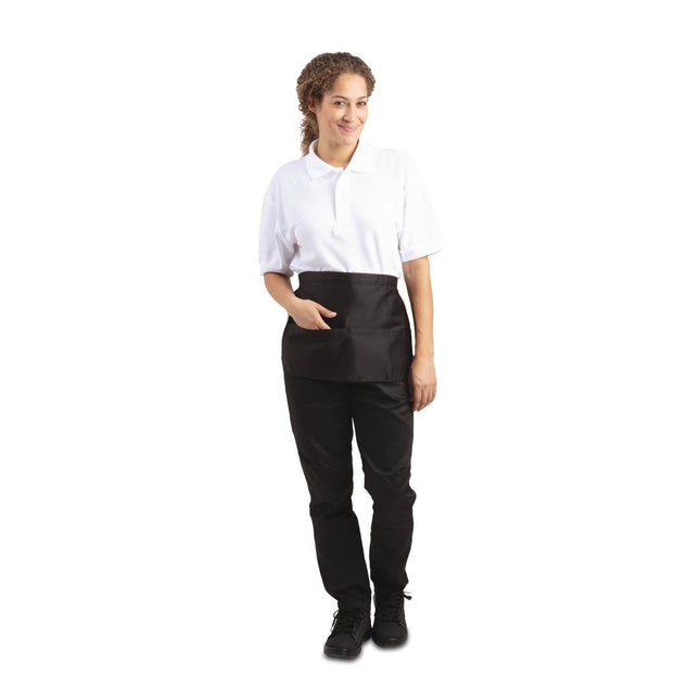 Unisex Waist Apron Black with Wide Pocket | Whites