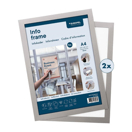 Self-Adhesive Info Frame Set 2 Pieces A4 Silver | Europel 8