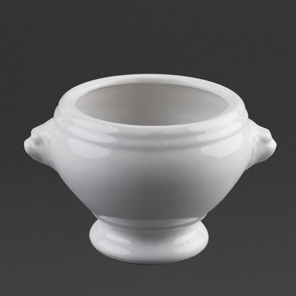 White Porcelain Soup Bowl with Lion Head Design | Olympia Whiteware | 47.5 Cl 9