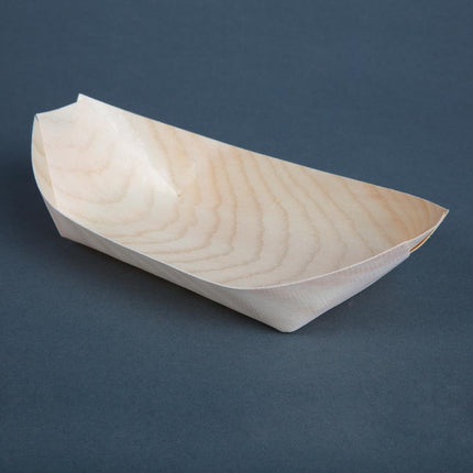 Compostable Wooden Serving Boats 190mm | Fiesta 2