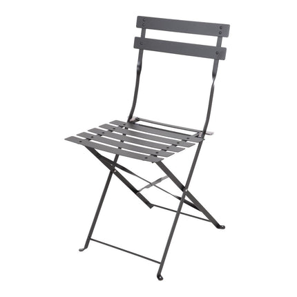 Bolero Black Steel Garden Bistro Set with Table and Two Chairs 3