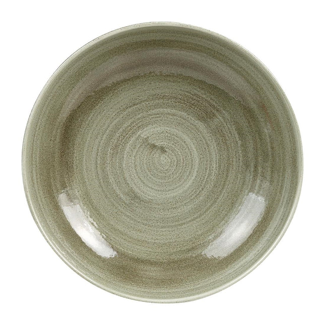 Coupe Bowl Burnished Green Stonecast Patina | Churchill | 24.8cm 2