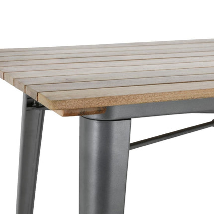 Bolero Bistro Dining Table with Mango Wood Slatted Top and Dark Grey Legs 1200mm 4