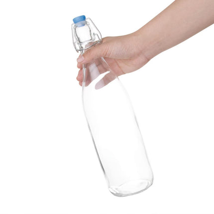 Olympia Glass Water Bottles 1L | 6 Pieces | Dishwasher Safe | Swing Top 5