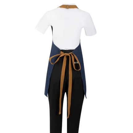 Southside Denim Blue Short Bistro Apron with Brown Straps 9