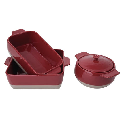 Ceramic Roasting Dish 4.2L | Olympia | Red and Taupe 3