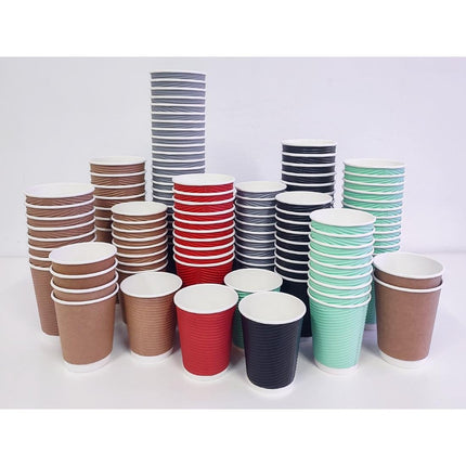 Recyclable Ribbed Coffee Cups Blue-Grey 225ml | Fiesta | 25 pcs 5