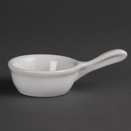 Mini White Ceramic Pan 35ml | Olympia | 12 Pieces