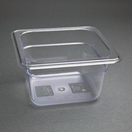 Polycarbonate Gastronorm Container Transparent 100mm | Vogue | GN 1/6 6