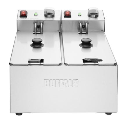 Compact Double Tank Electric Fryer with Dual Baskets | Buffalo | 2 x 3L Tanks | 2 x 2kW Elements 3