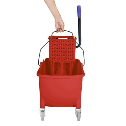 30L Mop Bucket with Foot Pedal Release Red | Jantex Kentucky 6
