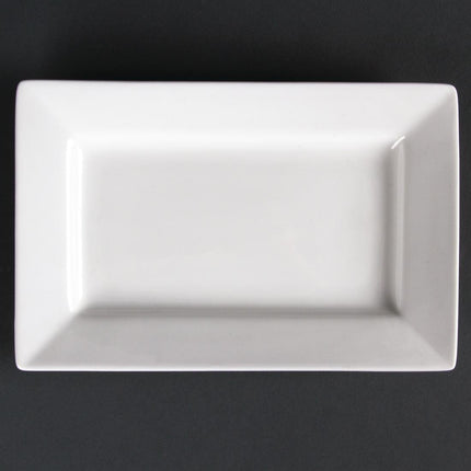 Rectangular Porcelain Platters with Wide Rim 20x13cm | Olympia Lumina