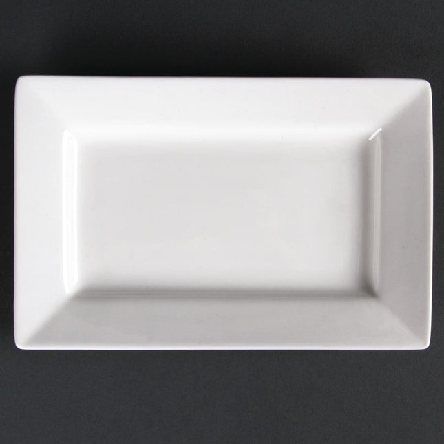 Rectangular Porcelain Platters with Wide Rim 20x13cm | Olympia Lumina