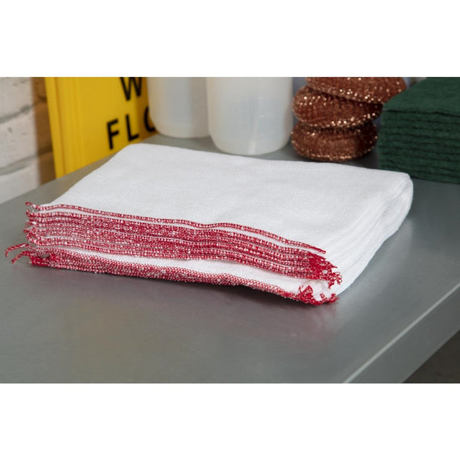 Jantex Bleached Dishcloths with Red Edge 40x25cm | Pack of 10 2