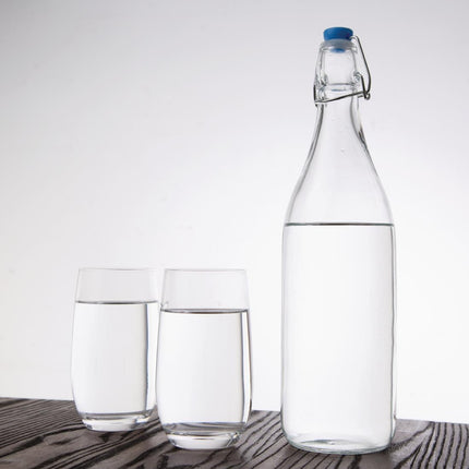 Olympia Glass Water Bottles 1L | 6 Pieces | Dishwasher Safe | Swing Top 3