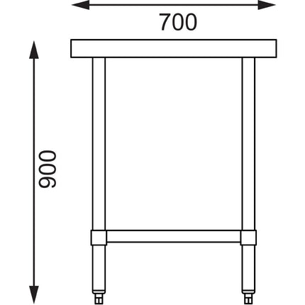 Stainless Steel Worktable without Backsplash 90x120x70cm | Vogue 9