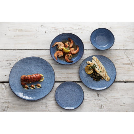 Porcelain Blue Coupe Plates with Denim Texture | Olympia | 180mm 6