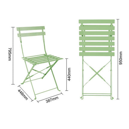 Steel Folding Chairs Light Green | Bolero (Set of 2) 6