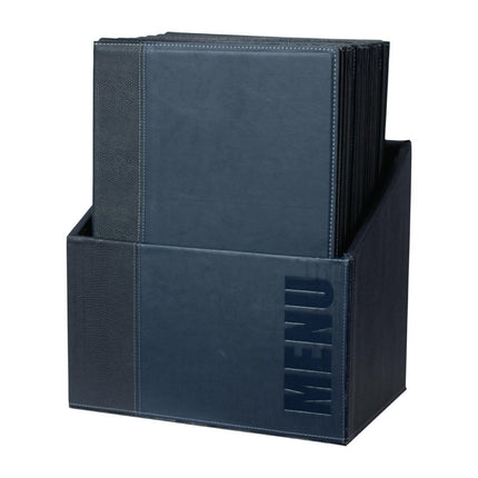 Contemporary Blue Leather-Effect A4 Menu Covers with Storage Box | Securit | 20 Pieces 3