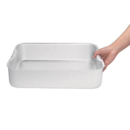 Extra Deep Aluminium Roasting Pan 100mm Depth with Integrated Handles | Vogue | 420mm 3
