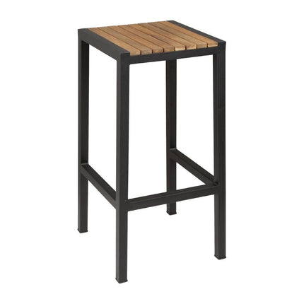 Industrial Steel and Acacia Wood Bar Stools | Bolero | 2 Pieces