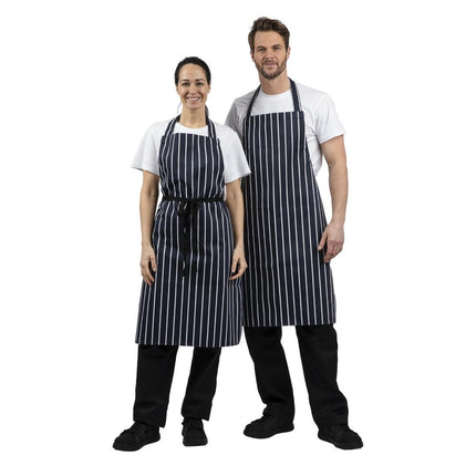 Striped Blue-White Polyester-Cotton Halter Apron | Whites 4