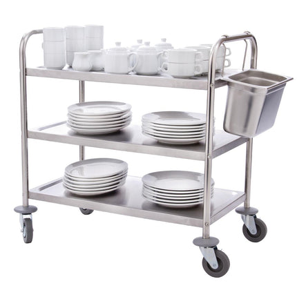 Stainless Steel 3-Tier Serving Trolley Large 93(h) x 86(b) cm | Vogue 8