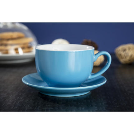 Blue Cappuccino Cups 34cl with Rolled Edges | Olympia Porcelain 6