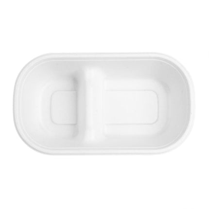 Compostable Bagasse Oval 2-Compartment Container 900ml | Fiesta 3