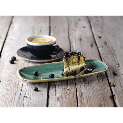 Stonecast Samphire Green Oval Chef's Plate 27 x 12.7cm | Churchill 3