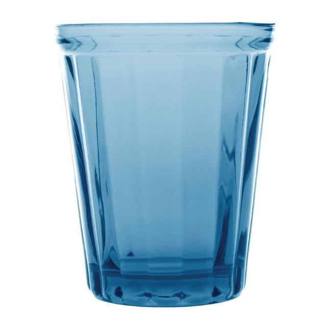 Cabot Blue Glass Tumblers 260ml | Olympia | Retro Style | Set of 6