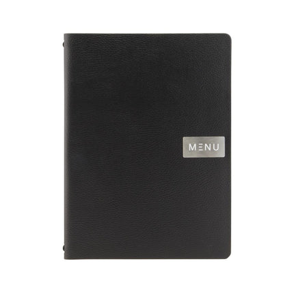 Black Raw Leather A4 Menu Book Cover | Securit Leather Series