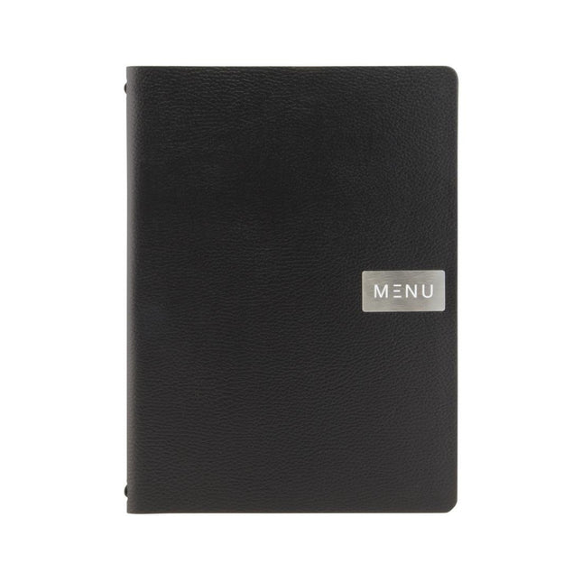 Black Raw Leather A4 Menu Book Cover | Securit Leather Series