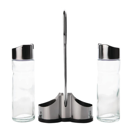 Oil and Vinegar Set with Stainless Steel Holder | Comas 2-Piece 3