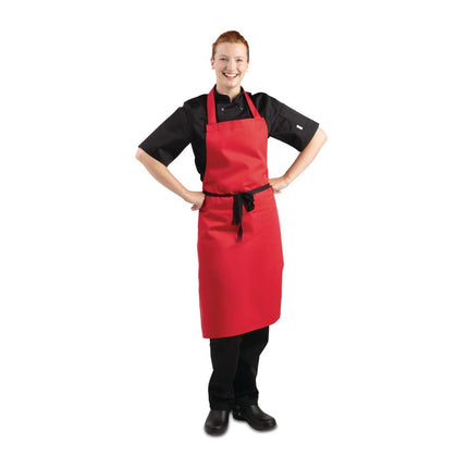 Polyester-Cotton Red Bib Apron | Whites 8