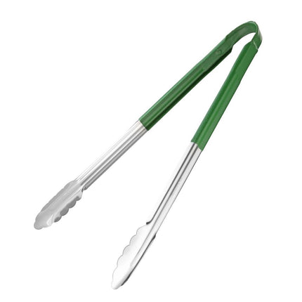 Green Color-Coded Stainless Steel Serving Tongs 40.5cm | Hygiplas
